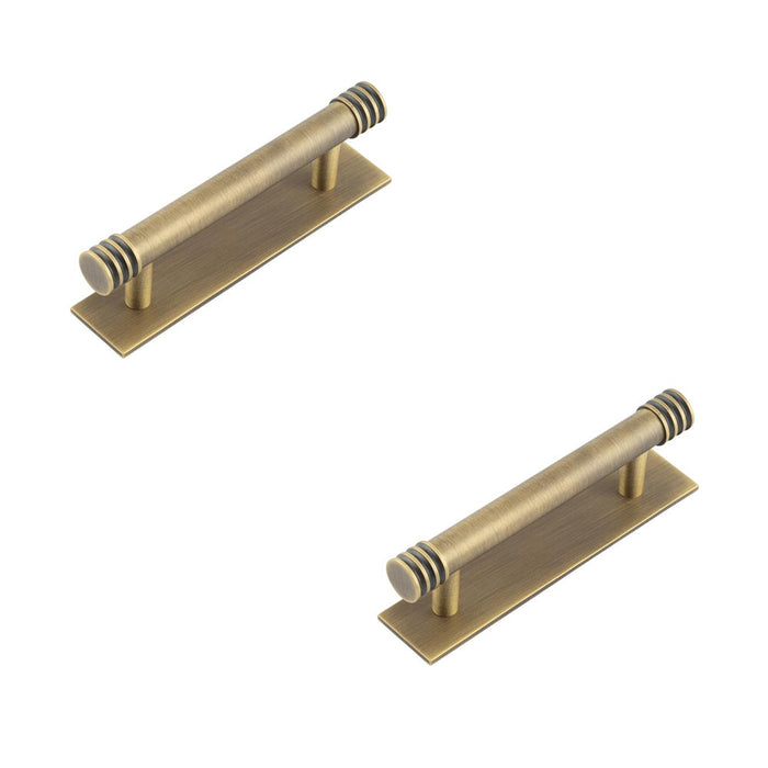 PACK Elegant Antique Brass Cabinet Handle with 96mm Centers Kitchen Drawer Pull Handle (3)