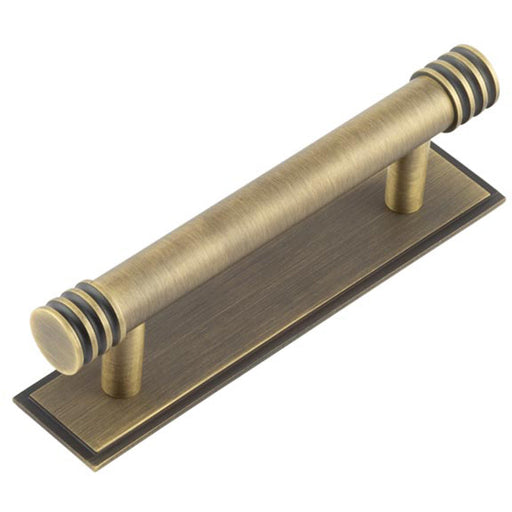 Elegant 96mm Antique Brass Cabinet Handle with Stepped Backplate Kitchen Drawer Pull Handle