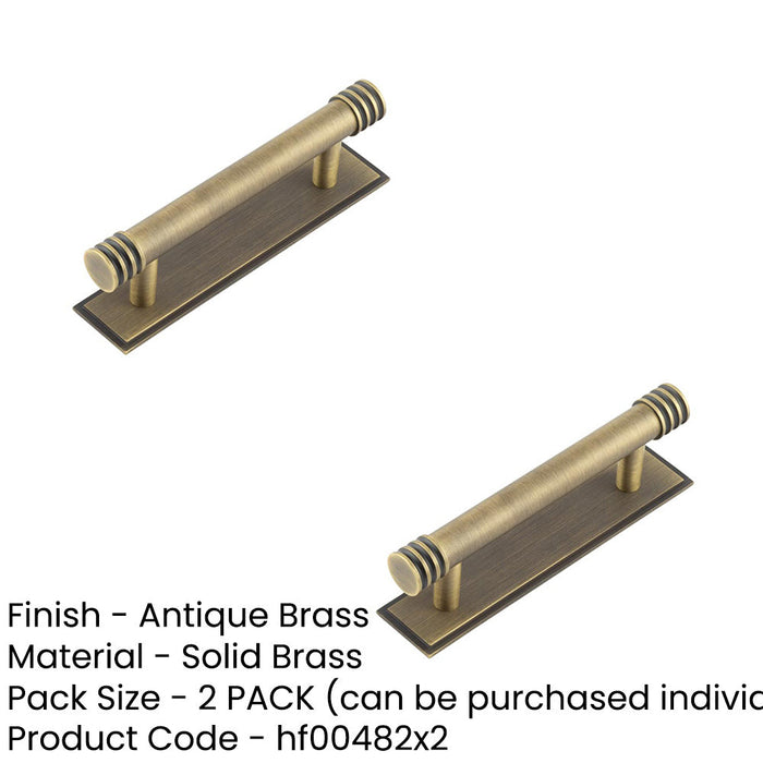 PACK Elegant 96mm Antique Brass Cabinet Handle with Stepped Backplate Kitchen Drawer Pull Handle (1)-1