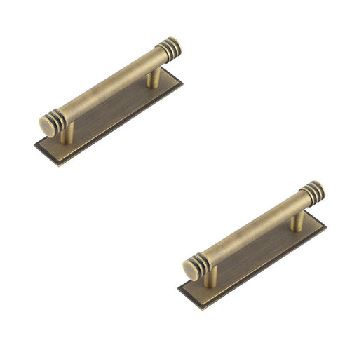 PACK Elegant 96mm Antique Brass Cabinet Handle with Stepped Backplate Kitchen Drawer Pull Handle (1)