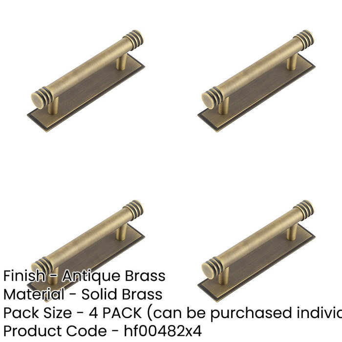 PACK Elegant 96mm Antique Brass Cabinet Handle with Stepped Backplate Kitchen Drawer Pull Handle-1