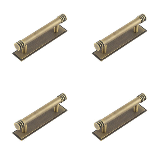 PACK Elegant 96mm Antique Brass Cabinet Handle with Stepped Backplate Kitchen Drawer Pull Handle