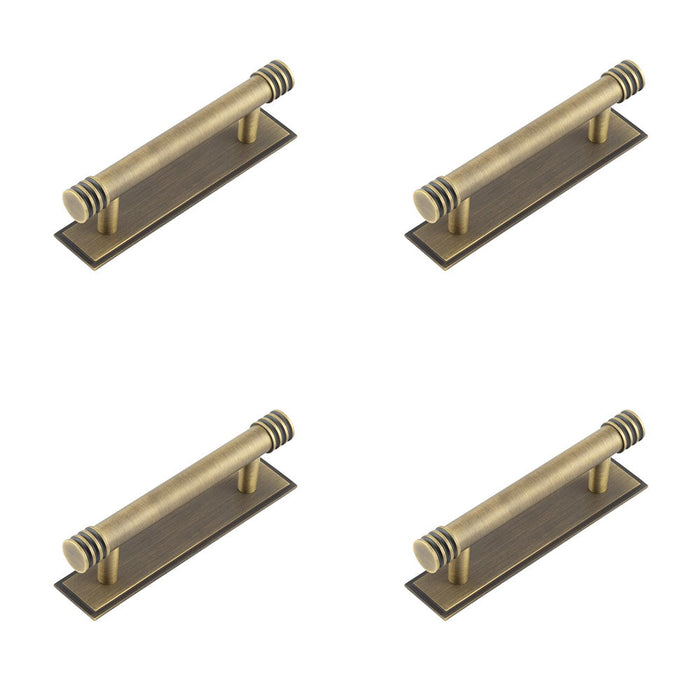 PACK Elegant 96mm Antique Brass Cabinet Handle with Stepped Backplate Kitchen Drawer Pull Handle