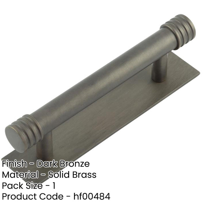 Stylish 96mm Dark Bronze Cabinet Handle with Plain Backplate Kitchen Drawer Pull Handle-1