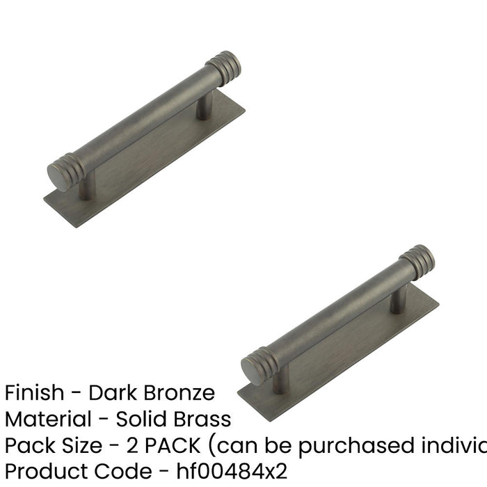 PACK Stylish 96mm Dark Bronze Cabinet Handle with Plain Backplate Kitchen Drawer Pull Handle (1)-1