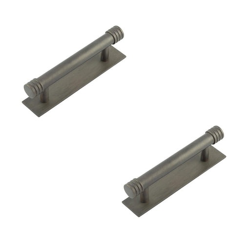 PACK Stylish 96mm Dark Bronze Cabinet Handle with Plain Backplate Kitchen Drawer Pull Handle (1)