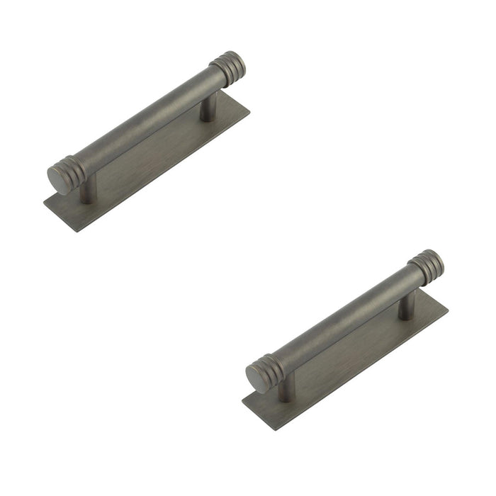 PACK Stylish 96mm Dark Bronze Cabinet Handle with Plain Backplate Kitchen Drawer Pull Handle (1)