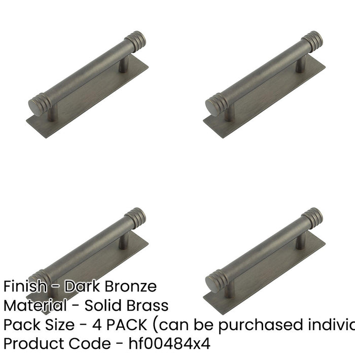 PACK Stylish 96mm Dark Bronze Cabinet Handle with Plain Backplate Kitchen Drawer Pull Handle-1