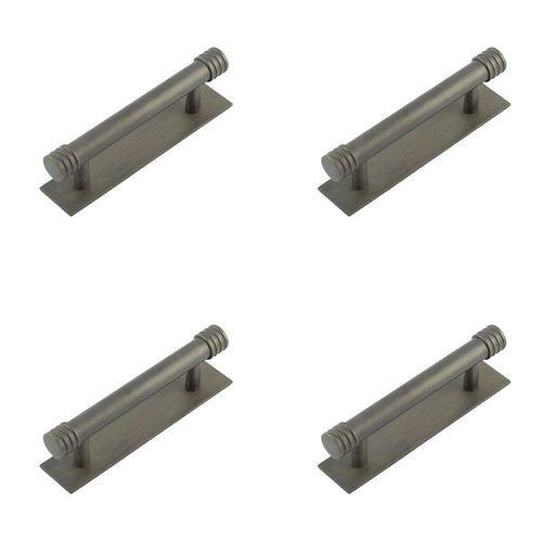 PACK Stylish 96mm Dark Bronze Cabinet Handle with Plain Backplate Kitchen Drawer Pull Handle