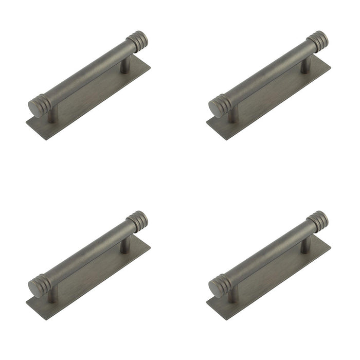 PACK Stylish 96mm Dark Bronze Cabinet Handle with Plain Backplate Kitchen Drawer Pull Handle