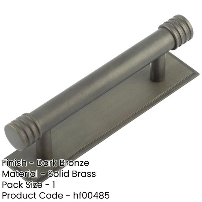 Elegant Dark Bronze Cabinet Handle with Stepped Backplate 96mm Ctrs Kitchen Drawer Pull Handle-1