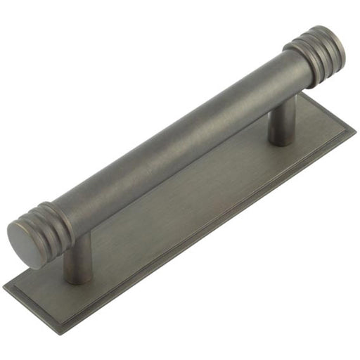 Elegant Dark Bronze Cabinet Handle with Stepped Backplate 96mm Ctrs Kitchen Drawer Pull Handle