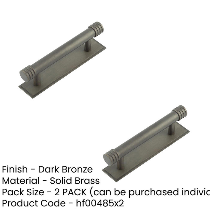 PACK Elegant Dark Bronze Cabinet Handle with Stepped Backplate 96mm Ctrs Kitchen Drawer Pull Handle (1)-1