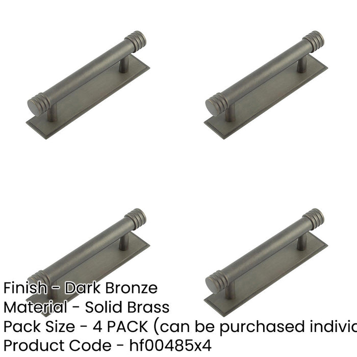 PACK Elegant Dark Bronze Cabinet Handle with Stepped Backplate 96mm Ctrs Kitchen Drawer Pull Handle-1