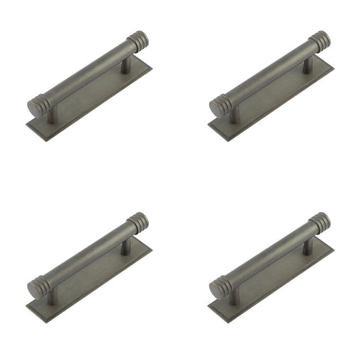 PACK Elegant Dark Bronze Cabinet Handle with Stepped Backplate 96mm Ctrs Kitchen Drawer Pull Handle