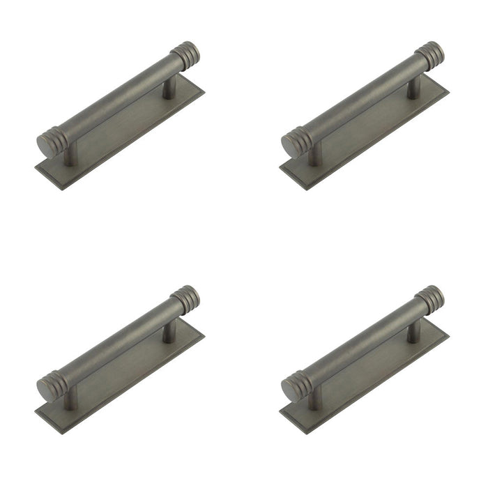 PACK Elegant Dark Bronze Cabinet Handle with Stepped Backplate 96mm Ctrs Kitchen Drawer Pull Handle