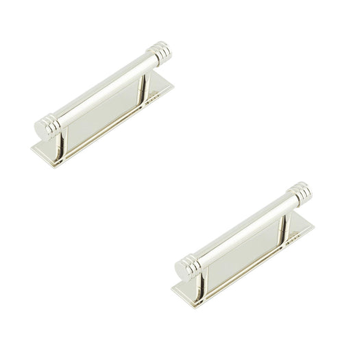 PACK Elegant 96mm Polished Nickel Cabinet Handle Stepped Backplate Design Kitchen Drawer Pull Handle (1)