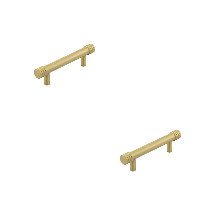 PACK Elegant Satin Brass Cabinet Handle 96mm Ctrs Stylish Interiors Kitchen Drawer Pull Handle (1)