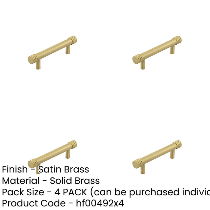 PACK Elegant Satin Brass Cabinet Handle 96mm Ctrs Stylish Interiors Kitchen Drawer Pull Handle-1