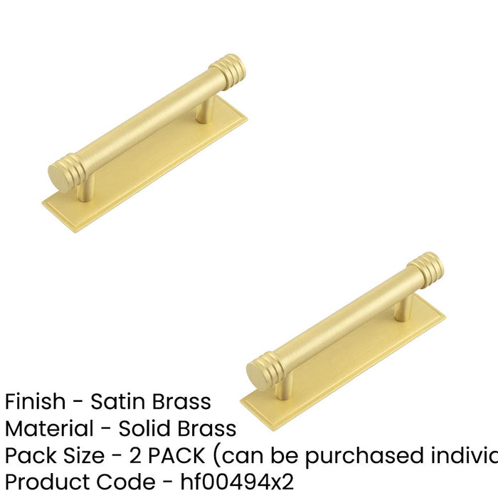 PACK Elegant Satin Brass Cabinet Handle with Stepped Backplate 96mm Ctrs Kitchen Drawer Pull Handle (1)-1