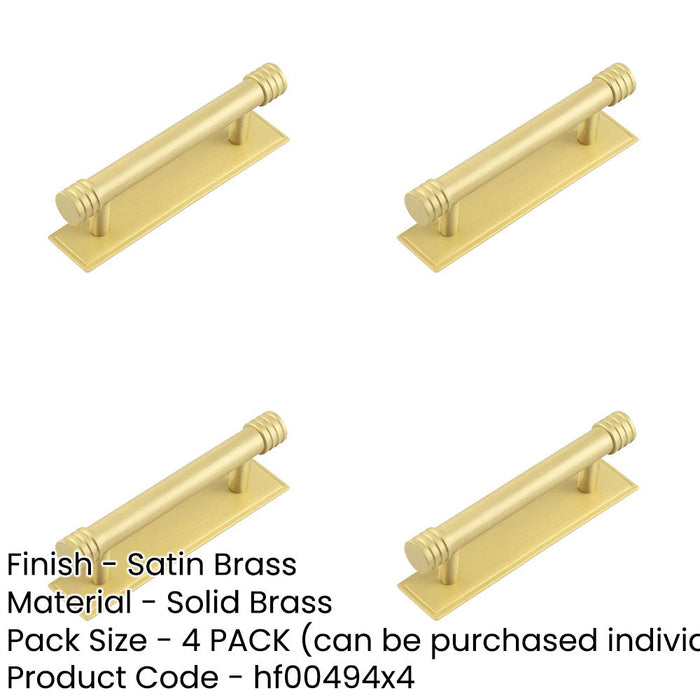 PACK Elegant Satin Brass Cabinet Handle with Stepped Backplate 96mm Ctrs Kitchen Drawer Pull Handle-1