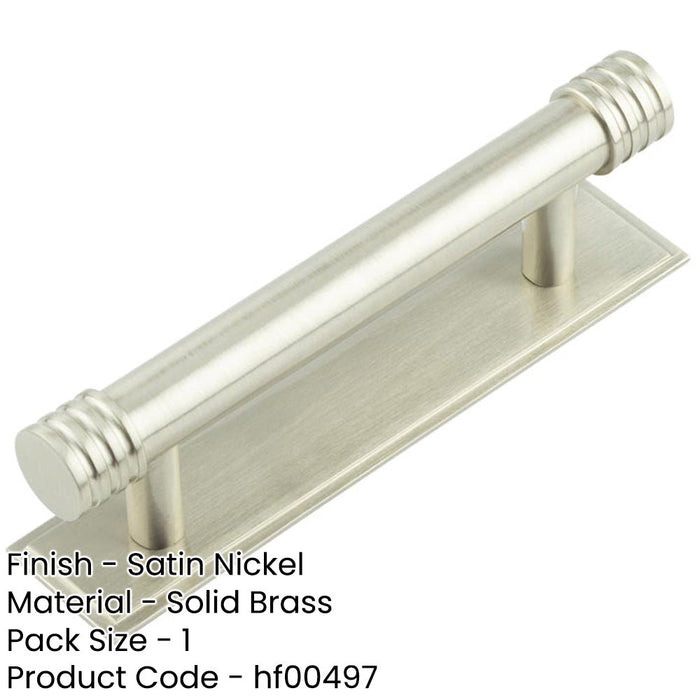 Elegant Satin Nickel 96mm Cabinet Handle with Stepped Backplate Modern Interiors Kitchen Drawer Pull Handle-1