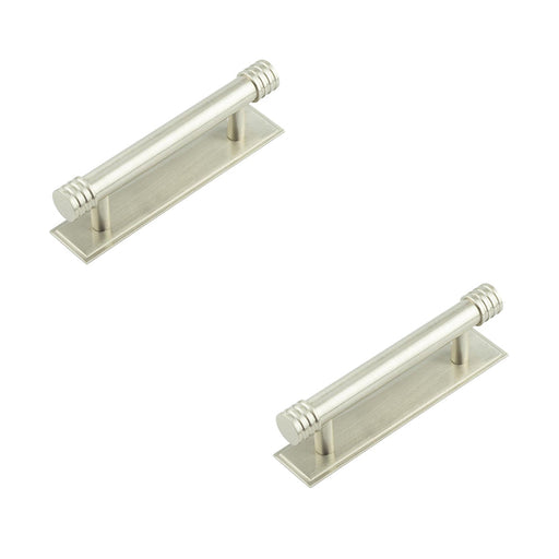 PACK Elegant Satin Nickel 96mm Cabinet Handle with Stepped Backplate Modern Interiors Kitchen Drawer Pull Handle (1)