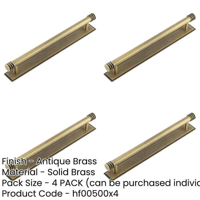 PACK Elegant Antique Brass Cabinet Handle with Stepped Backplate 224mm Center Kitchen Drawer Pull Handle-1