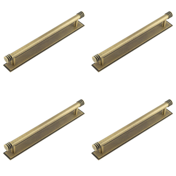 PACK Elegant Antique Brass Cabinet Handle with Stepped Backplate 224mm Center Kitchen Drawer Pull Handle