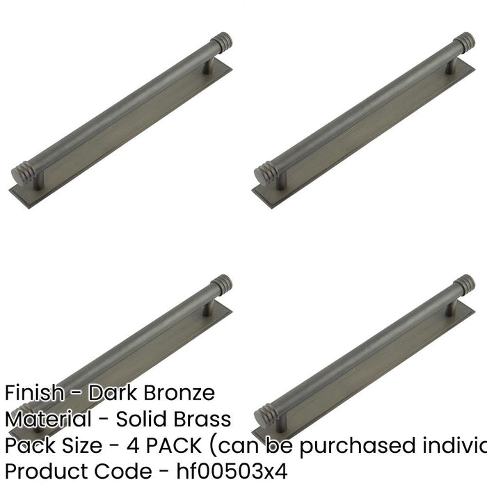 PACK Stylish Dark Bronze Cabinet Handle with Stepped Backplate 224mm Ctrs Kitchen Drawer Pull Handle (1)-1