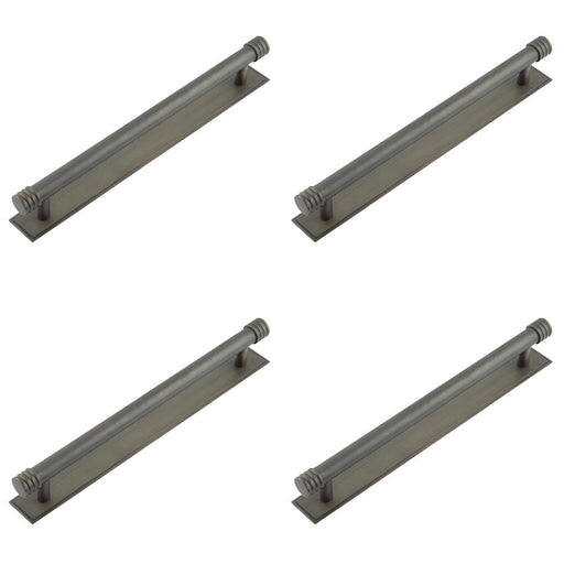 PACK Stylish Dark Bronze Cabinet Handle with Stepped Backplate 224mm Ctrs Kitchen Drawer Pull Handle (1)