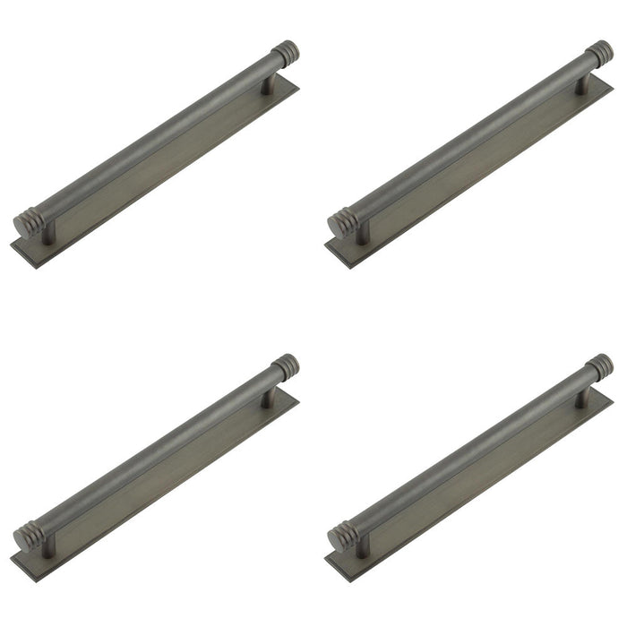 PACK Stylish Dark Bronze Cabinet Handle with Stepped Backplate 224mm Ctrs Kitchen Drawer Pull Handle (1)