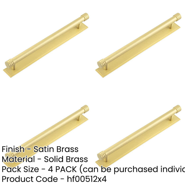 PACK Elegant Satin Brass Cabinet Handle with 224mm Centers Stepped Backplate Kitchen Drawer Pull Handle-1