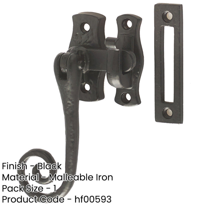 Antique Style 100mm Black Locking Fasteners Secure Range Window Handle-1