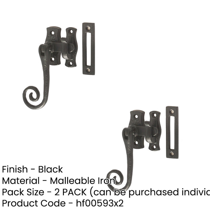 PACK Antique Style 100mm Black Locking Fasteners Secure Range Window Handle (1)-1