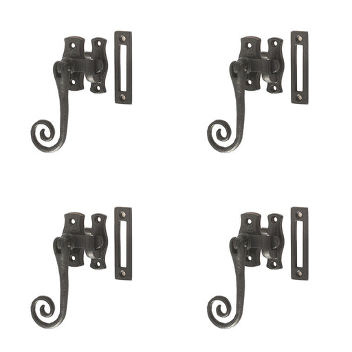 PACK Antique Style 100mm Black Locking Fasteners Secure Range Window Handle