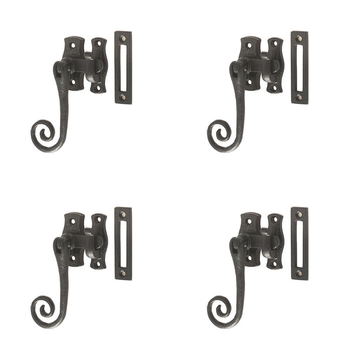 PACK Antique Style 100mm Black Locking Fasteners Secure Range Window Handle