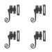 PACK Antique Style 100mm Black Locking Fasteners Secure Range Window Handle