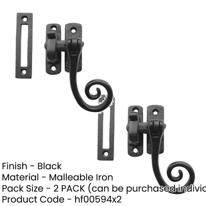 PACK Antique Black Casement Fasteners 85mm Range Windows Window Handle (1)-1