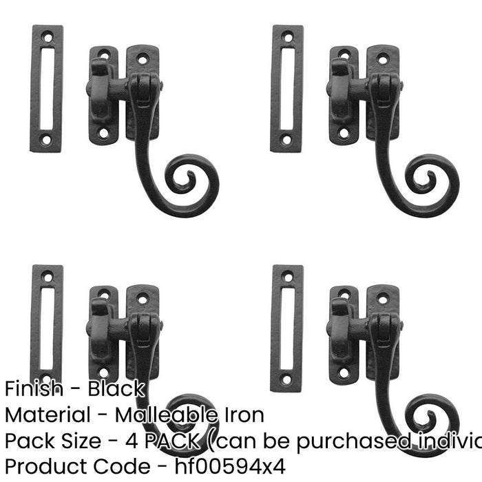 PACK Antique Black Casement Fasteners 85mm Range Windows Window Handle-1