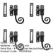 PACK Antique Black Casement Fasteners 85mm Range Windows Window Handle-1