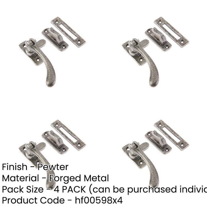 PACK Pewter Range Bulb Casement Fasteners 95x55mm Stylish Windows Window Handle-1