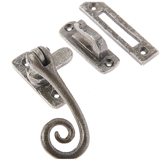 Premium Pewter Curly Tail Casement Fasteners 90x55mm Elegant Window Finishes Window Handle