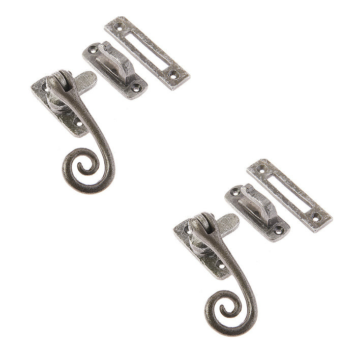 PACK Premium Pewter Curly Tail Casement Fasteners 90x55mm Elegant Window Finishes Window Handle (1)