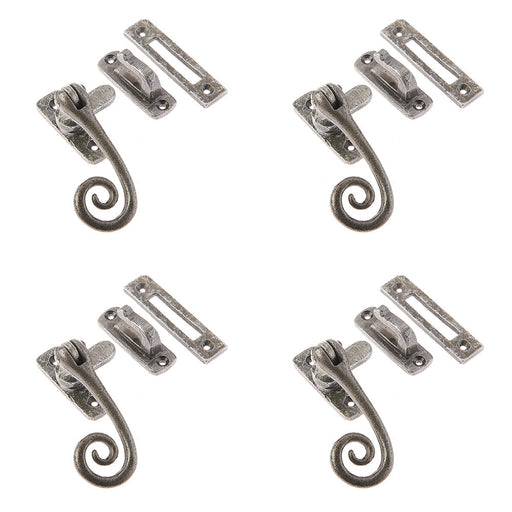 PACK Premium Pewter Curly Tail Casement Fasteners 90x55mm Elegant Window Finishes Window Handle