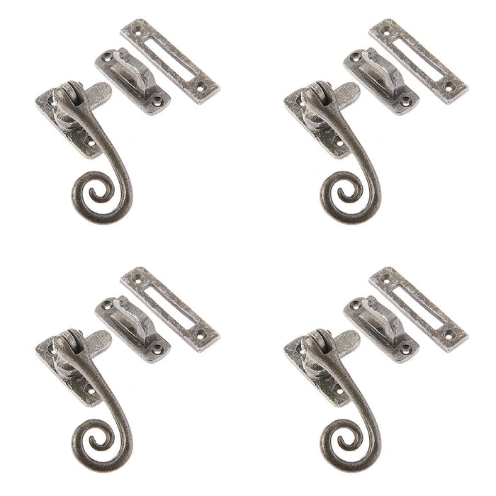 PACK Premium Pewter Curly Tail Casement Fasteners 90x55mm Elegant Window Finishes Window Handle