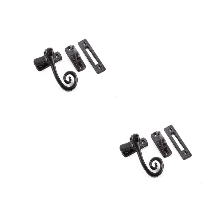 PACK Durable Black Range Curly Tail Casement Fasteners 90x55mm Secure Windows Window Handle (1)