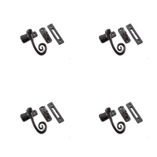 PACK Durable Black Range Curly Tail Casement Fasteners 90x55mm Secure Windows Window Handle