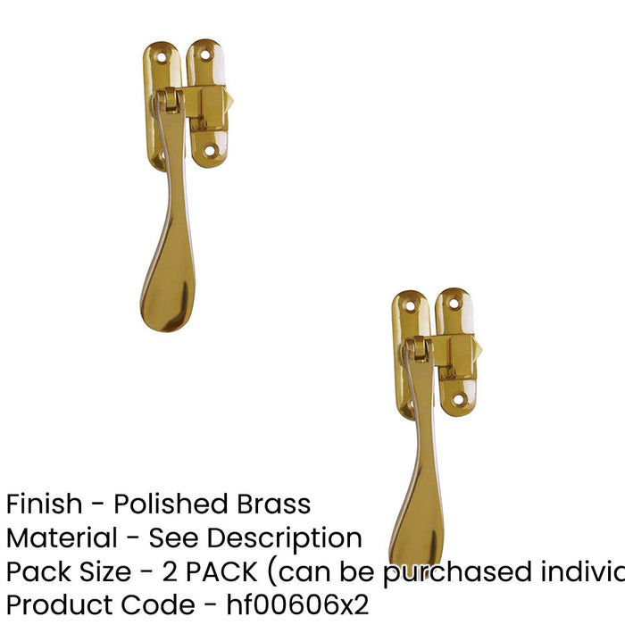 PACK Elegant Victorian Casement Fasteners Polished Brass 90mm Window Handle (1)-1