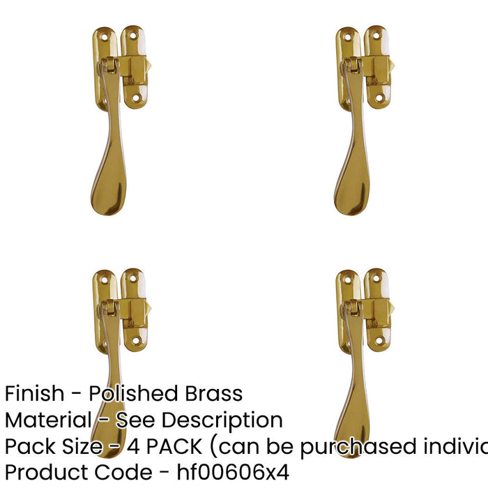PACK Elegant Victorian Casement Fasteners Polished Brass 90mm Window Handle-1